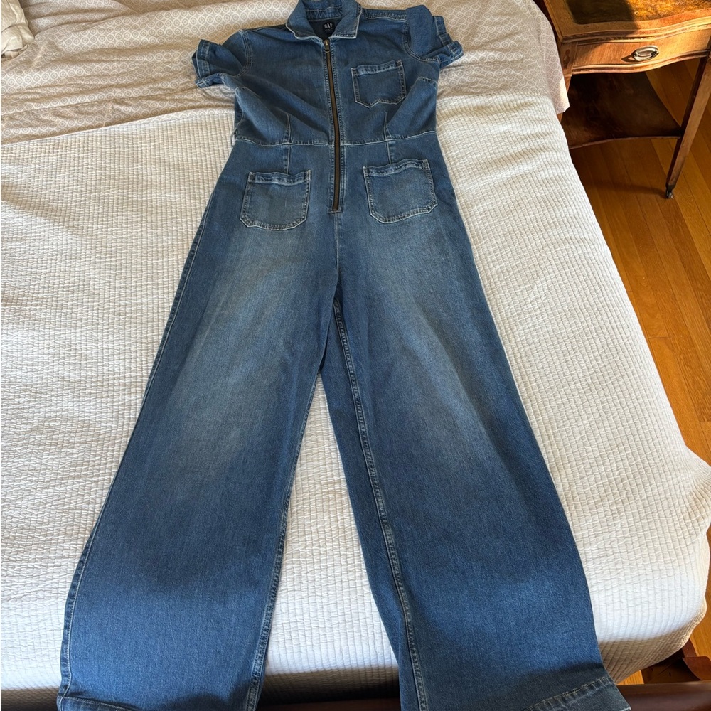 GAP Blue Denim Belted Jumpsuit